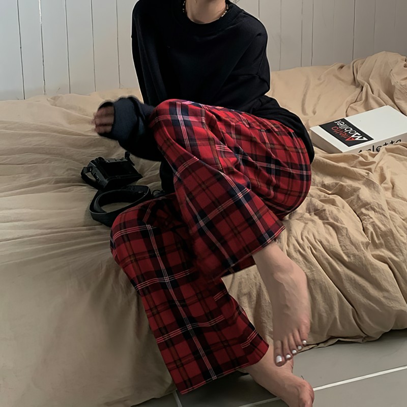 Pantalon Pyjama Rouge Écossais Femme
