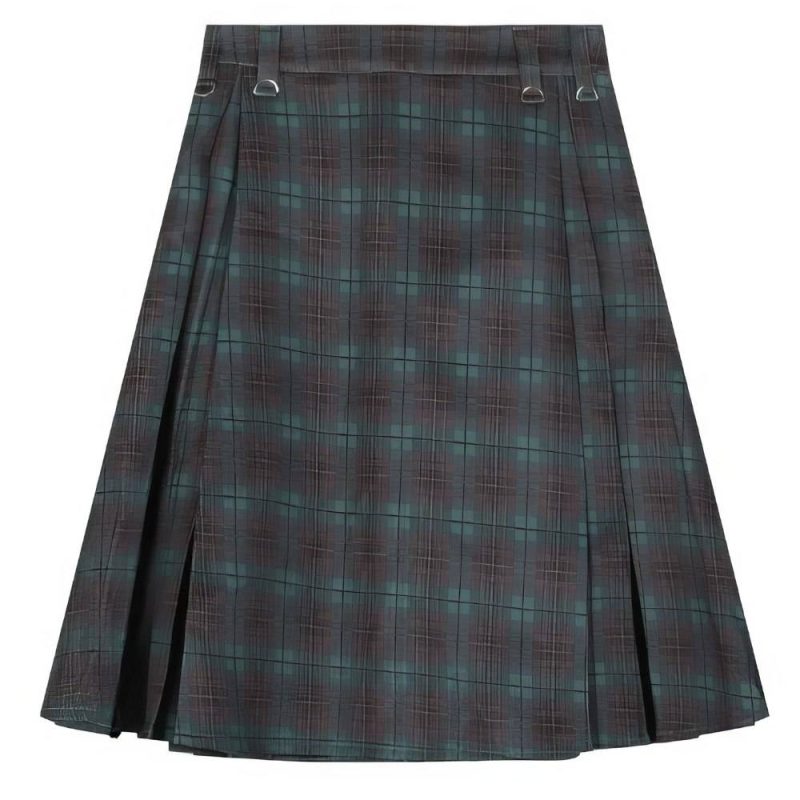 Jupe Écossaise Longue Tartan Vert Et Noir