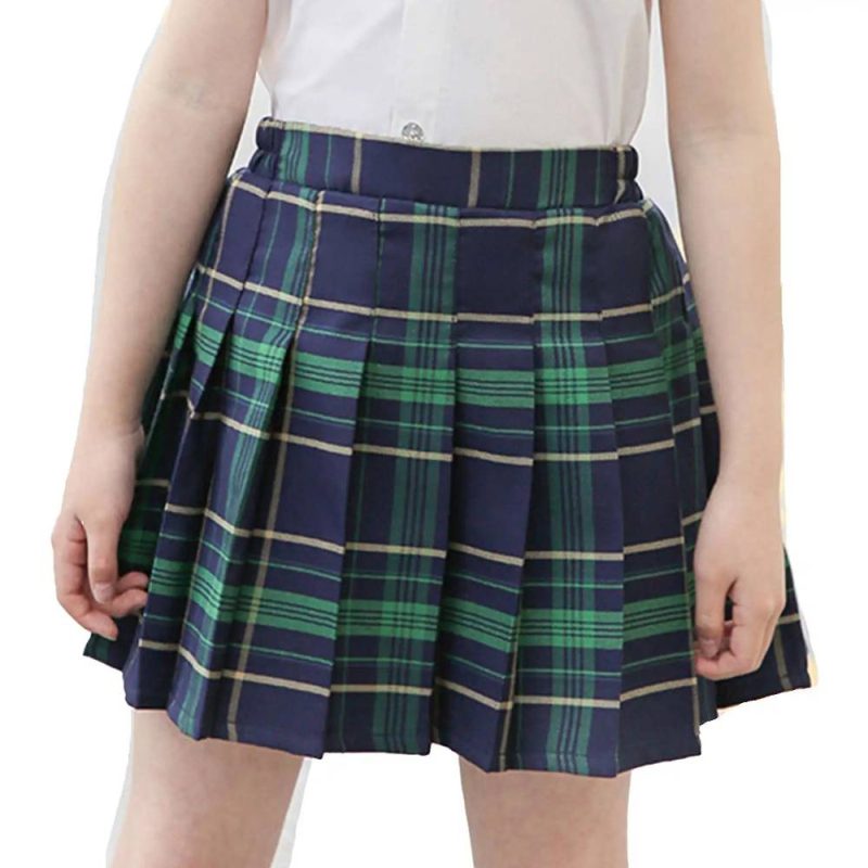 Mini Jupe Écossaise Plissée Tartan Vert Et Bleu