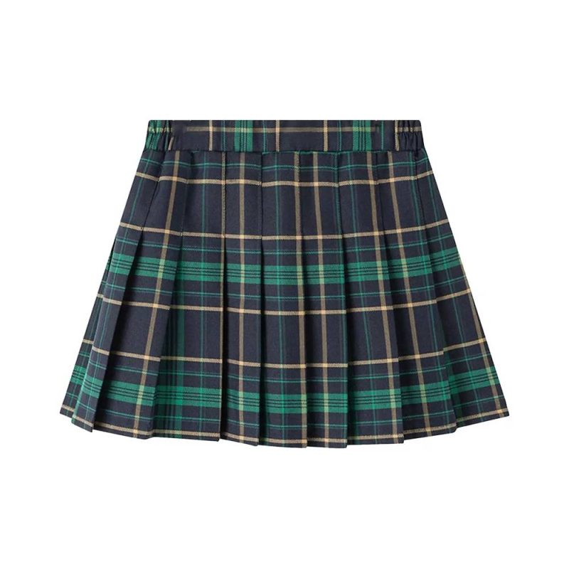 Mini Jupe Écossaise Plissée Tartan Vert Et Bleu