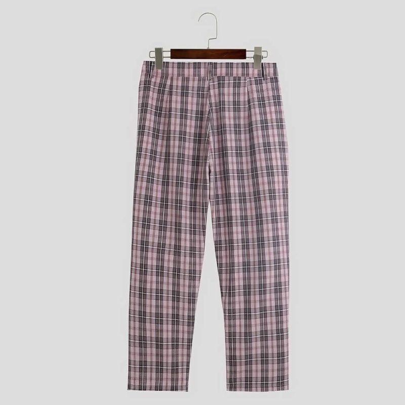 Pantalon Écossais Cargo À Sangles Rose Et Noir