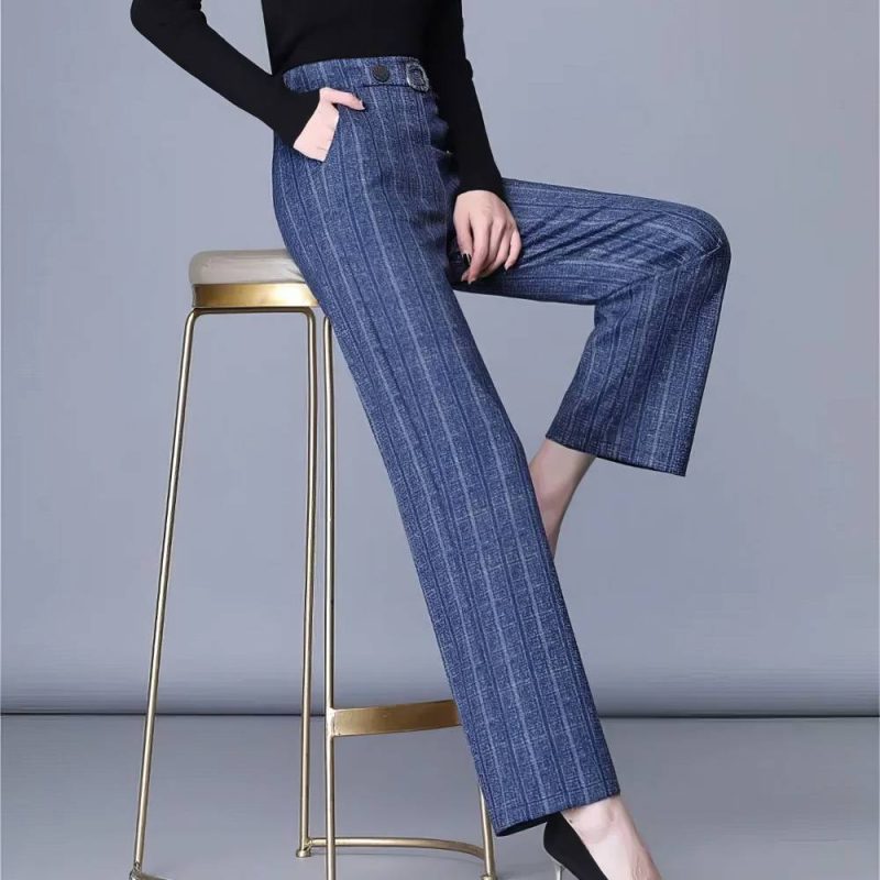 Pantalon Écossais Femme Professionnel Bleu