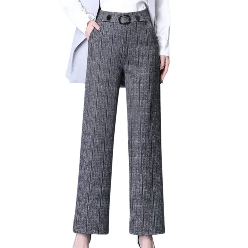 Pantalon Écossais Femme Professionnel Gris