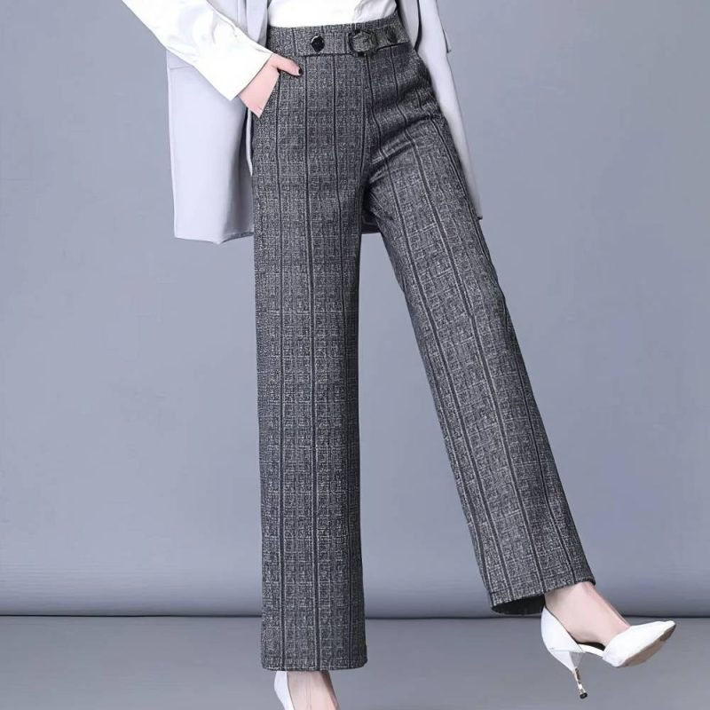 Pantalon Écossais Femme Professionnel Gris