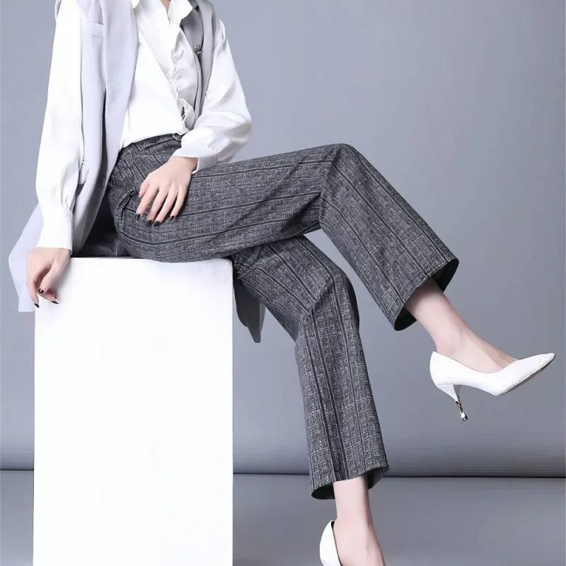 Pantalon Écossais Femme Professionnel Gris