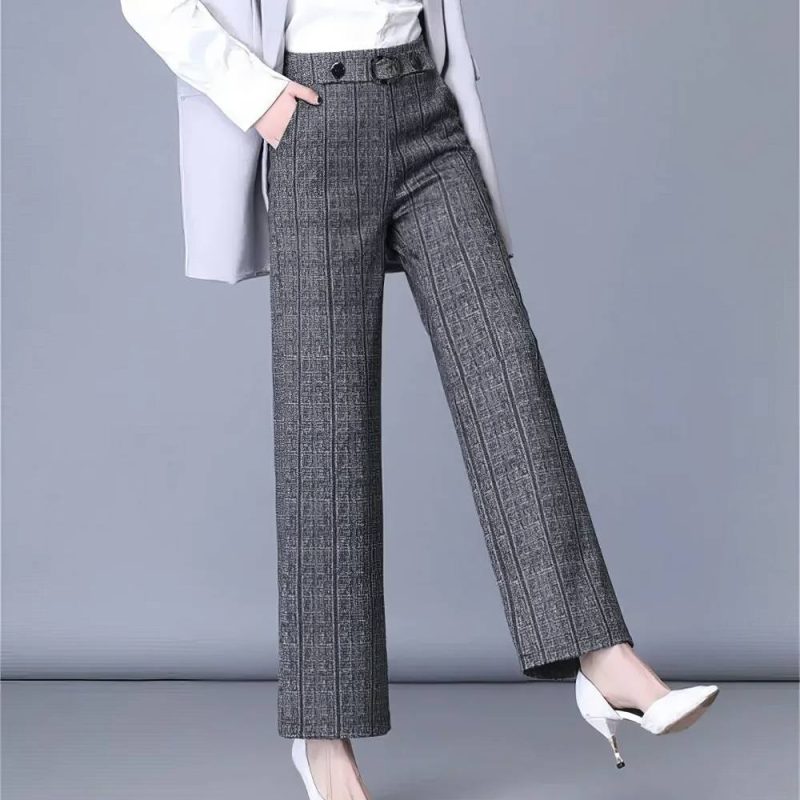 Pantalon Écossais Femme Professionnel Gris