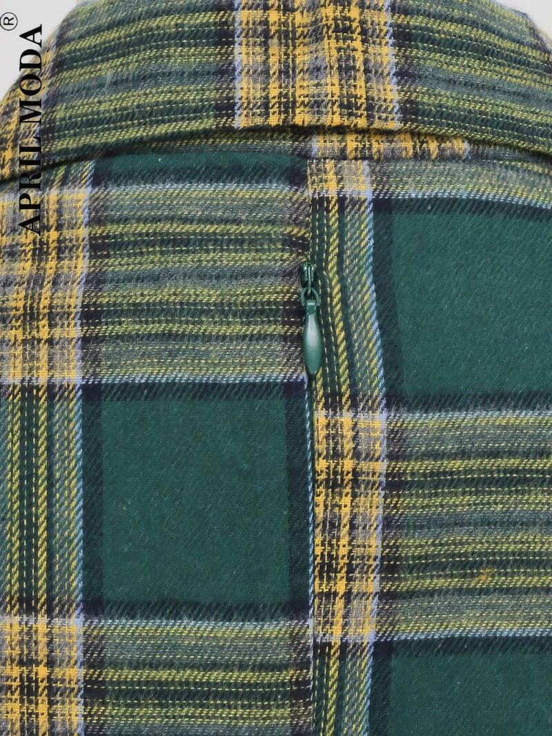 Robe Écossaise À Carreaux Vert Et Jaune Ceinture Boucle