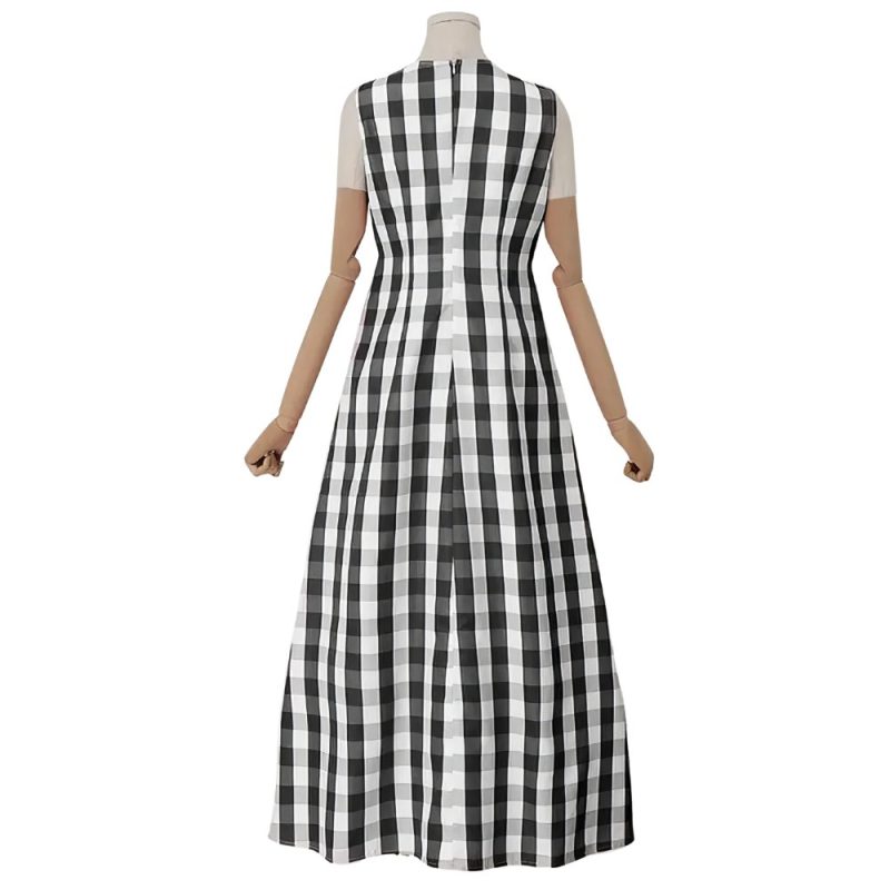 Robe Longue Écossaise Vintage À Carreaux Noir Et Blanc