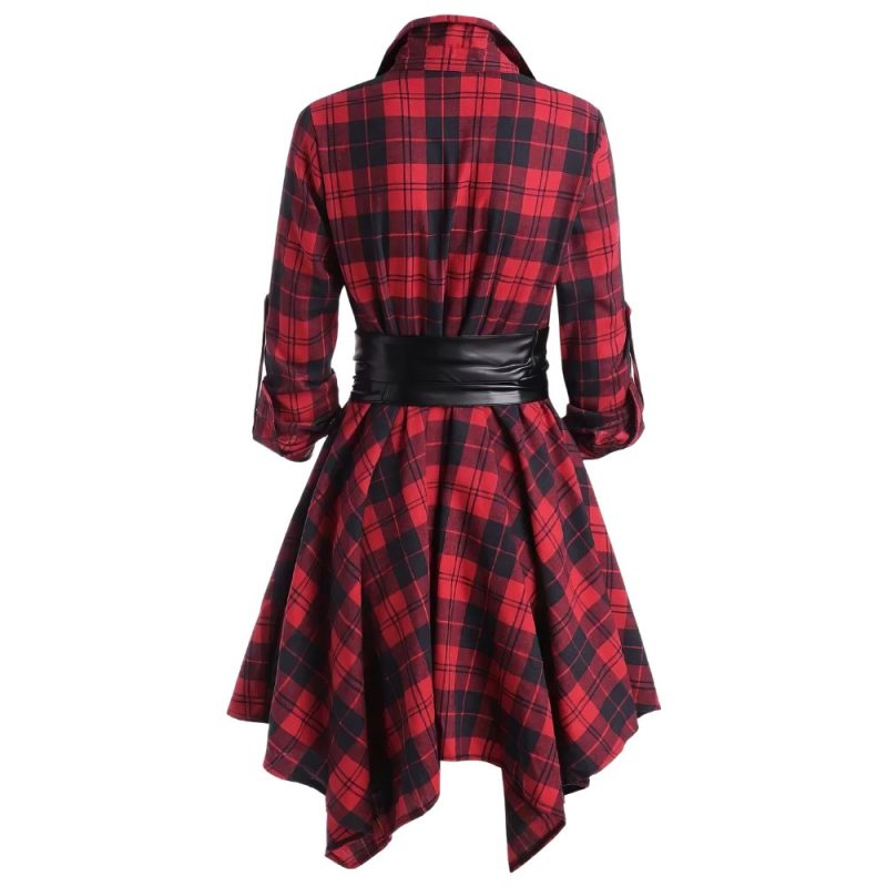 Robe Tartan Manches Longues Rouge Et Noir